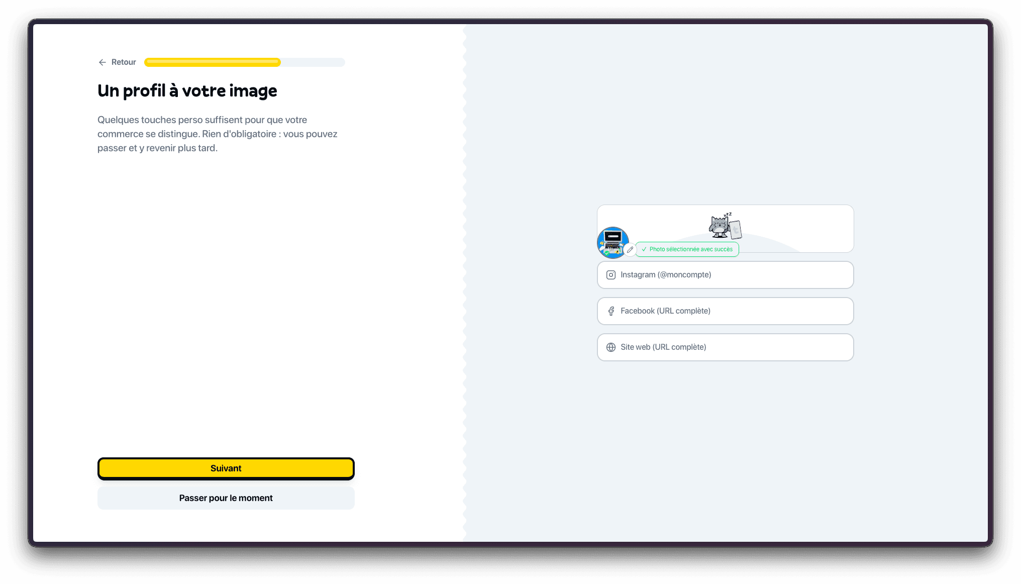 Confirmation de l'ajout de l'image du commerce