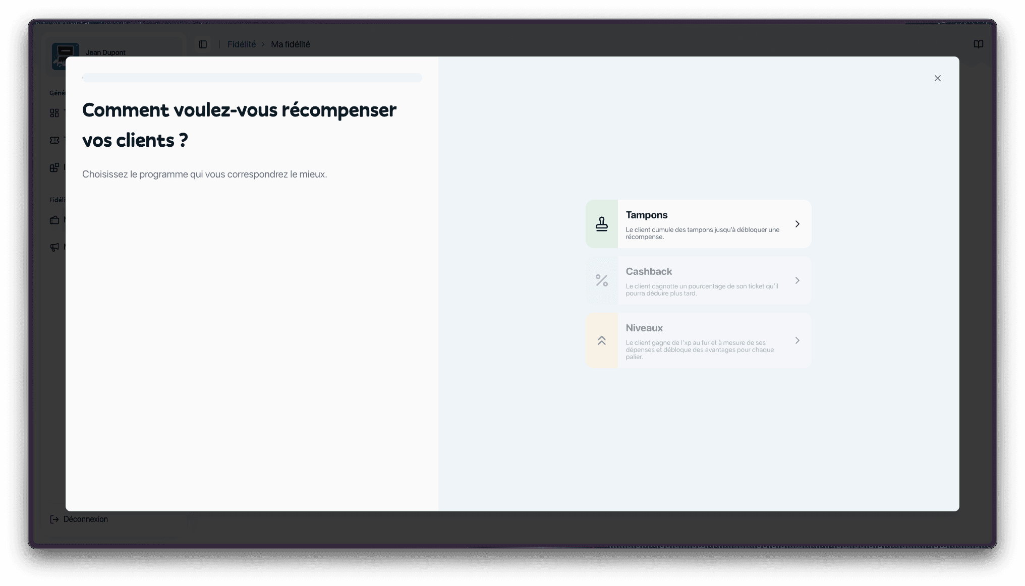 Choix du type de programme de fidélité