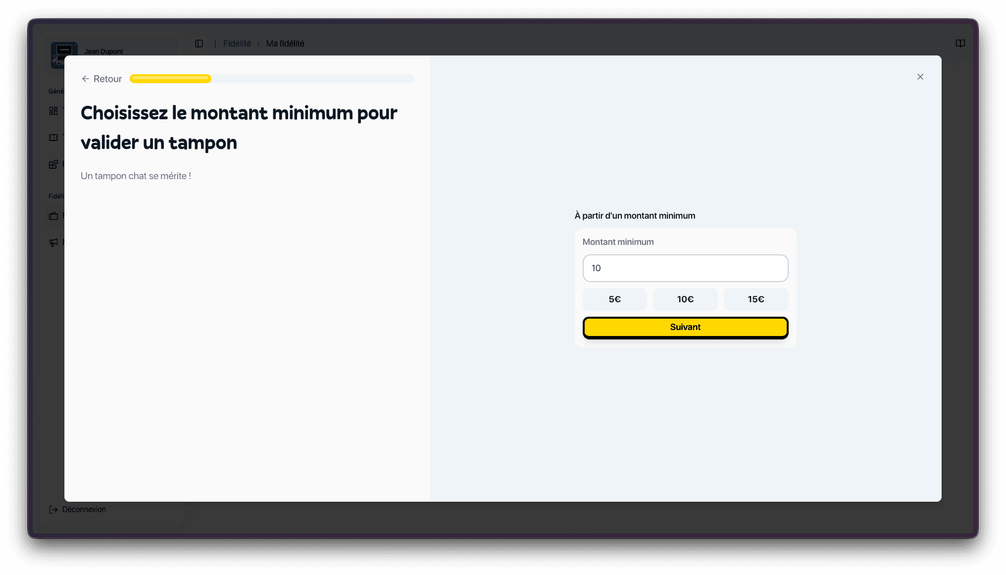 Montant minimum renseigné