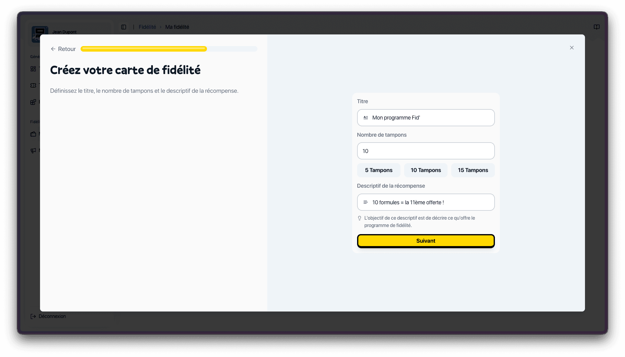 Programme de fidélité complété